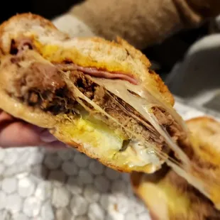 a half eaten sandwich