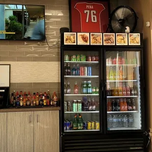 Hot sauce and drink area