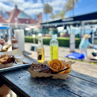 The brisket is bomb, onion rings and corn included