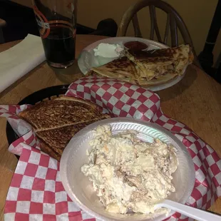 two plates of food on a table