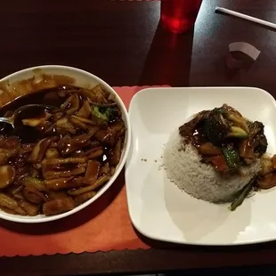 Seafood combo, with rice.
