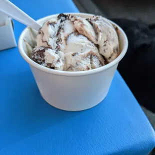 Moose tracks single scoop in a bowl