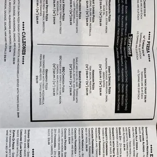 a menu for a restaurant