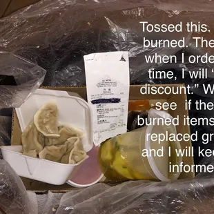 a plastic bag with food in it