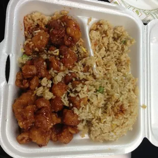 General Tso&apos;s Chicken with rice - fried rice $5.25