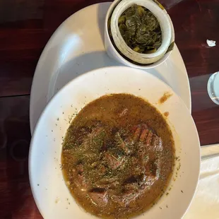 Steak tips and greens. Dang it was good!