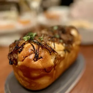 Bread with onion on top