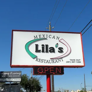 a sign for lila&apos;s restaurant