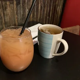 Guava juice and hot peach tea