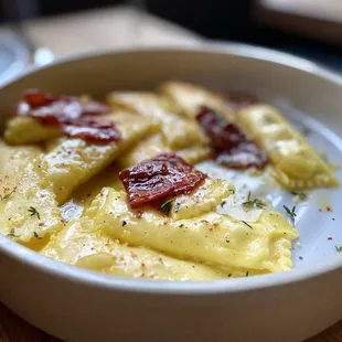 Sheeps milk cheese filled agnolotti