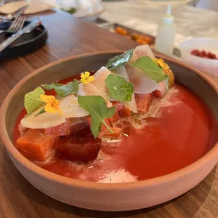 Salmon strawberry dish. So good!