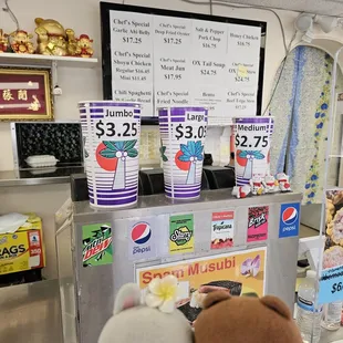 Specials... on the wall behind the cup samples