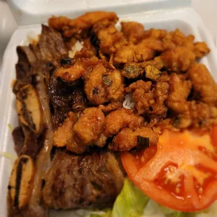 Late post other eve. Hubby picked up fr  @Liliha Drive Inn. 2 Combo plates &amp; literally a lot of Food! Mochiko Chicken was good, Kalbi junk!