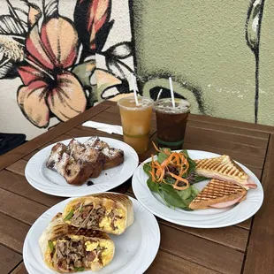 Lilikoi Island Iced Tea Cold Brew Baked Blueberry French Toast Monte Cristo Luxe Breakfast Burrito