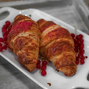 two croissants on a platter