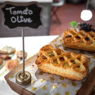 a variety of pastries on display