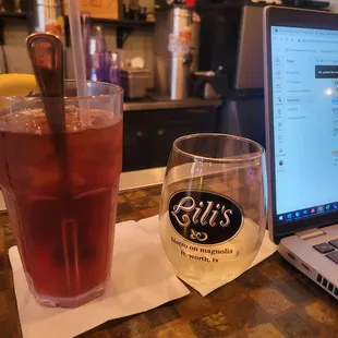 Peach tea and white wine