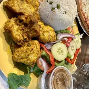 My chicken kabob, the kabob itself was very spicy. I will order something else next time.