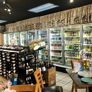 The wall of assorted drinks.