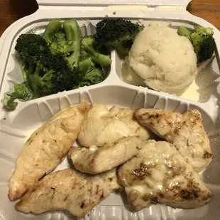 Lemon Chicken, Mashed Potatoes, Broccoli