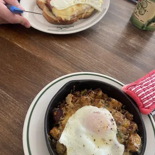two plates of food on a table