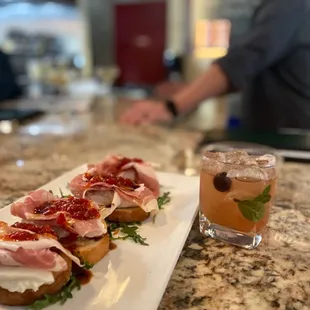 Burrata appetizer and cherry sour