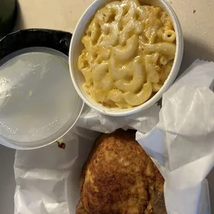 Pork chop and macaroni and cheese
