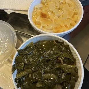 Collard Greens with Smoked Turkey Mac and Cheese