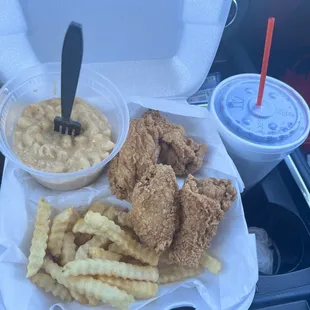 Kids chicken plate with fries. Had to get some macaroni &amp; cheese.