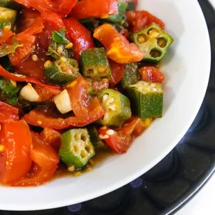 Fresh Okra and Tomatoes