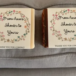 Custom handmade soaps for bridal shower.