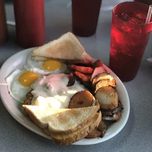 Country fried steak and eggs