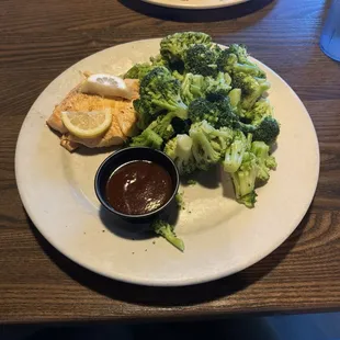 Grilled Salmon with Broccoli (sub poblano sauce for barbecue)