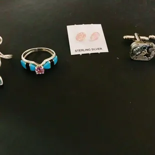 My two rings one they sized for me and did an amazing job and my earrings plus cuff links