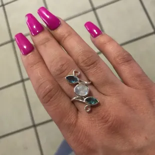 Moonstone in sterling silver by a local artist.