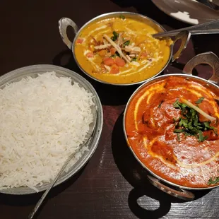 Shrimp Korma, Butter Chicken