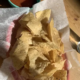 Complimentary chips and salsa