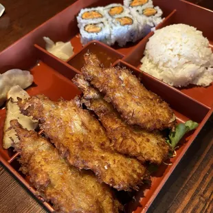 Coconut Crispy Shrimp Bento Box