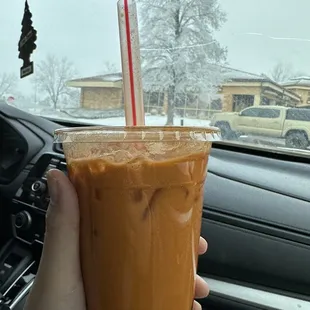 Thai tea with boba