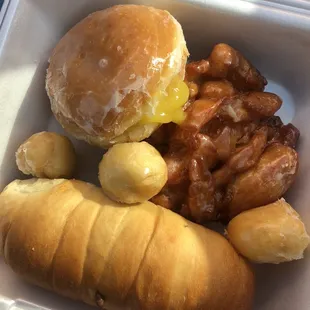 Kolache, lemon filled, Apple fritter, munchkins
