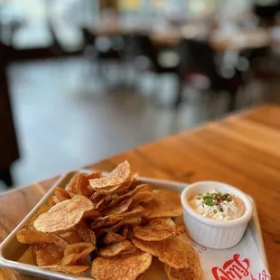 House Potato Chips with Sour Cream &amp; Onion Dip