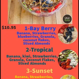 Acai menu
