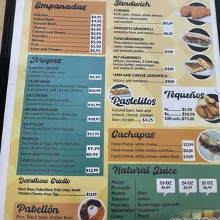 Menu as of Feb 2025