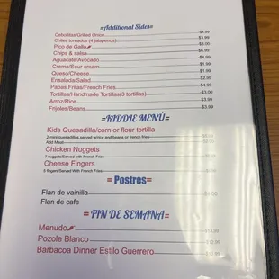 menu