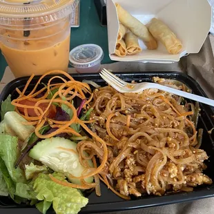  tray of noodles and salad