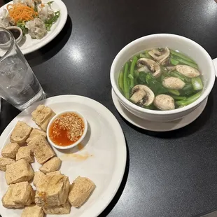Fried tofu and soup
