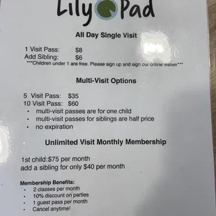 $8 for one child, but you can bring food and drinks!