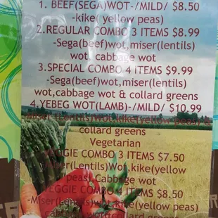 The new Ethopian menu