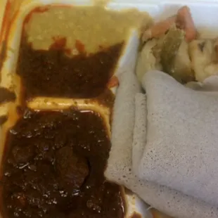 Beef, cabbage and yellow peas