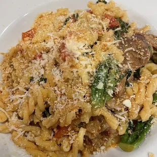 Gemelli pasta with broccolini and sausage